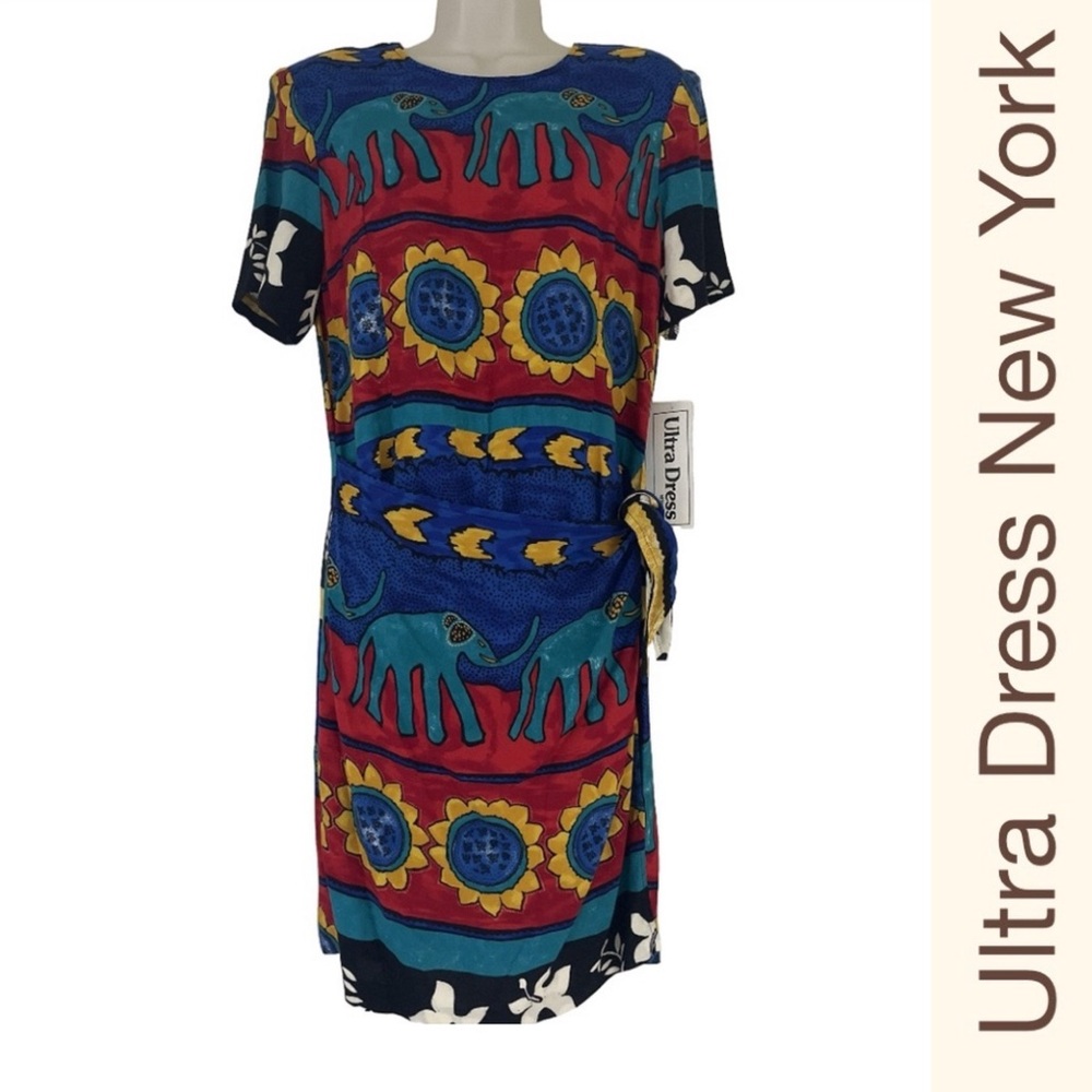 Ultra Dress New York‎ Vintage Wrap Around Dress / Romper / Skort - Bright Colors